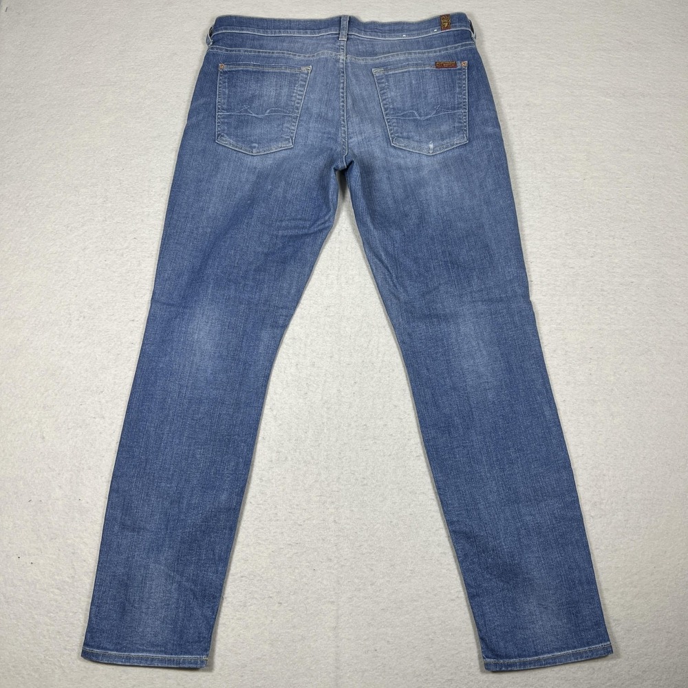 7 For All Mankind Josefina Skinny Boyfriend Jeans‎ Womens 30 Blue Distressed USA - Picture 15 of 16